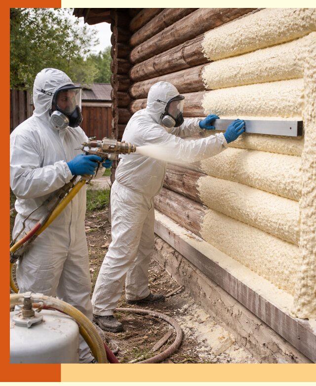 Утепление бревенчатого дома ППУ в Балаково эффективной изоляцией