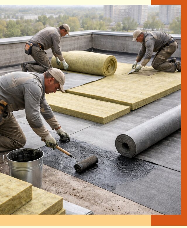 Утепление плоской крыши в Балаково от 7327 руб./м2 под ключ | ТепломастерБлк