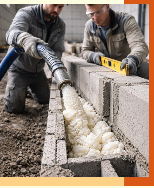 Заполнение колодцевой кладки ППУ в Балаково от 4274 руб. за м2 | ТепломастерБлк